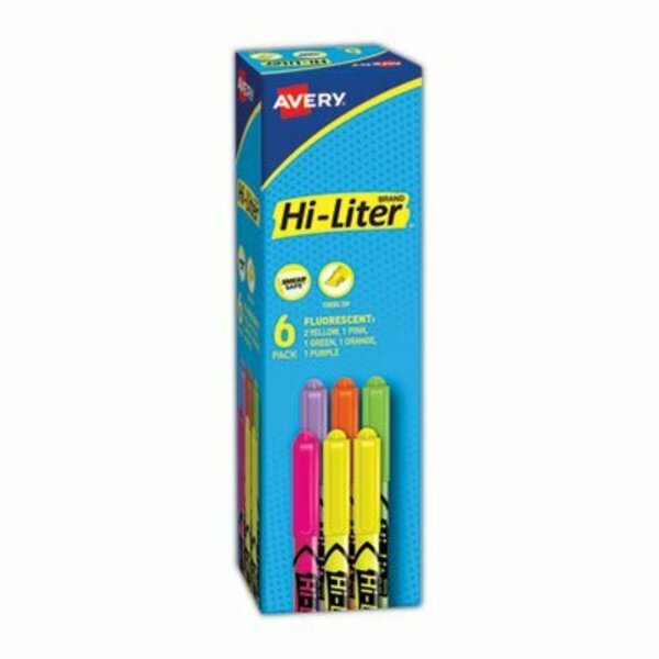 Avery Dennison Avery, HI-LITER PEN-STYLE HIGHLIGHTERS, CHISEL TIP, ASSORTED COLORS, 6 Pieces 23565
